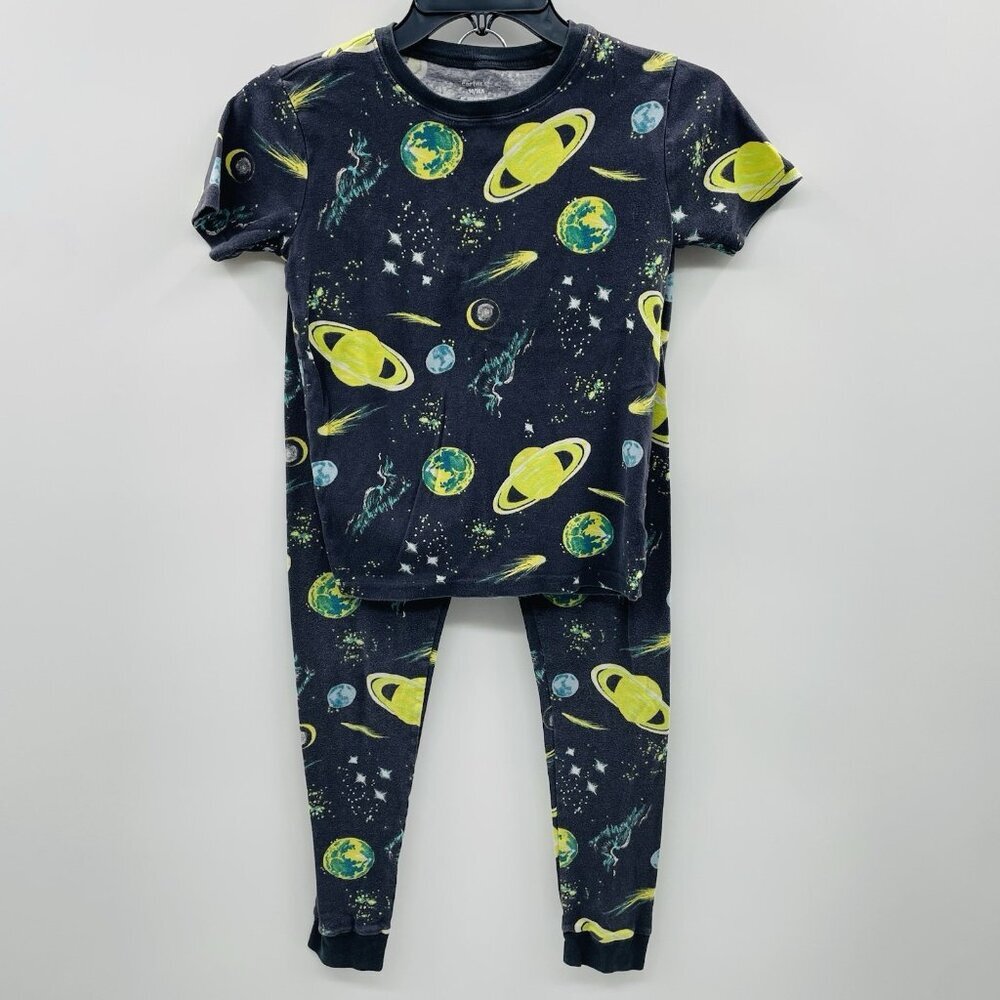 Carters Youth Boys Size 14/14A 2-Piece Outer Space Snug Fit Cotton Pajamas Gray